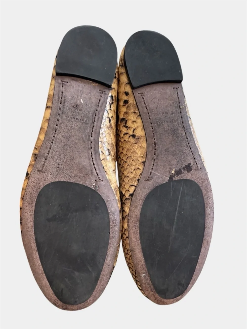 Tory Burch Snake Print Flats Gold Logo Medallion Ballet Shoes Women’s 10M